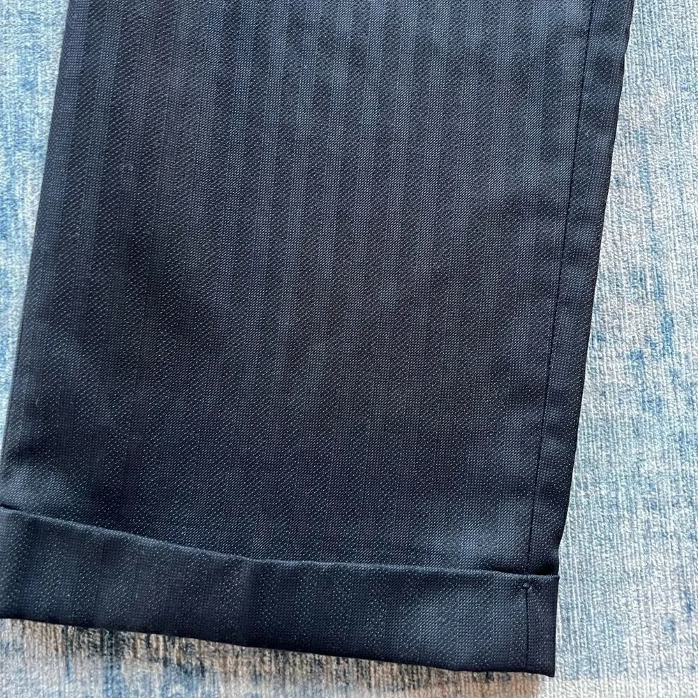 Boys Bertucci Navy Blue Pleated Front Dress Pants with Vertical Stripes Size 18